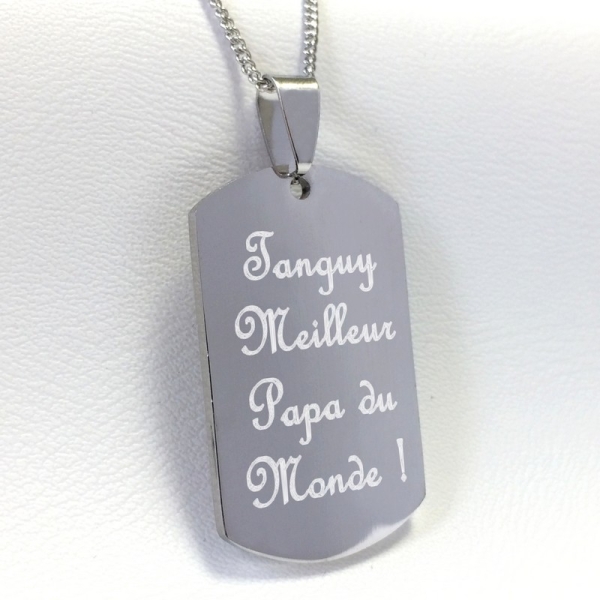 Collier grande plaque avec texte personnalisé