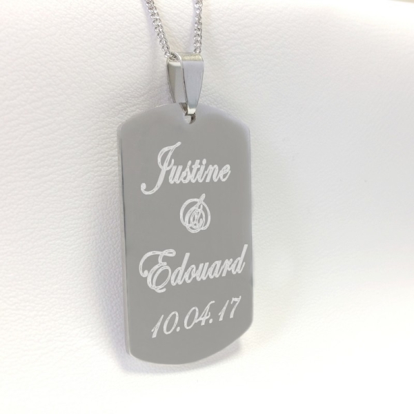 Collier grande plaque avec texte personnalisé