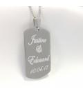 Collier grande plaque avec texte personnalisé