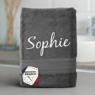 Serviette anthracite luxe personnalisée - 550gr/m²