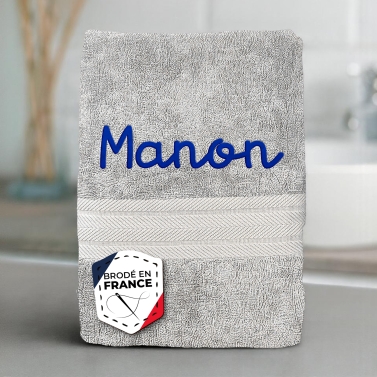 Serviette gris perle luxe personnalisée - 550gr/m²