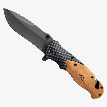 Couteau gravé personnalisé survie finition carbone avec votre logo