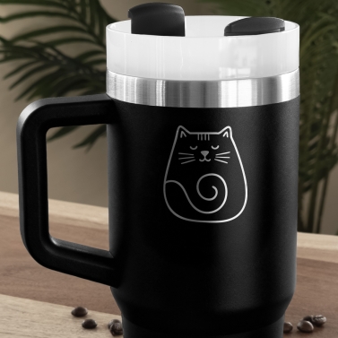 Mug isotherme personnalisé avec poignée – Modèle Chat