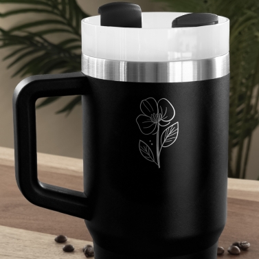 Tasse isotherme personnalisée en acier inoxydable – Modèle Fleur