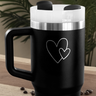 Mug thermos personnalisé avec poignée – Modèle Cœur