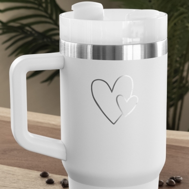 Mug thermos personnalisé avec poignée – Modèle Cœur