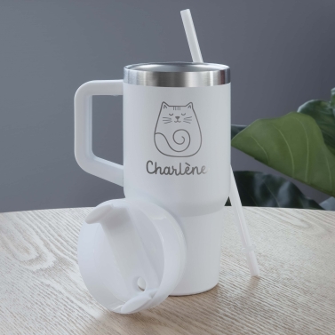 Mug isotherme personnalisé avec poignée – Modèle Chat