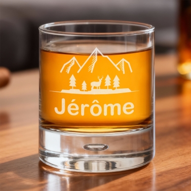 Verre personnalisé avec prénom whisky - Modèle Montagne