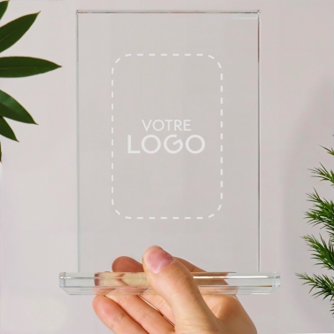 Trophée en verre personnalisé avec votre logo - Modèle rectangulaire