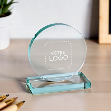 Trophée en verre personnalisé avec votre logo - Petit modèle