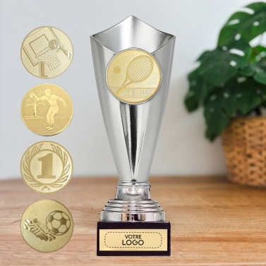 Trophée argenté personnalisable avec votre logo - 11 modèles