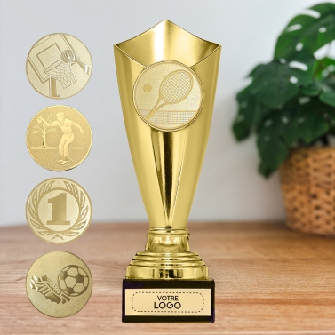 Trophée doré personnalisable avec votre logo - 11 modèles