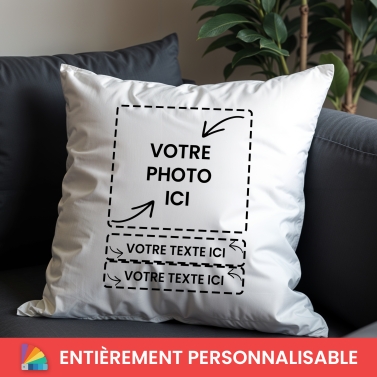 Coussin carré photo et texte personnalisé