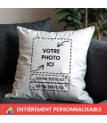 Coussin carré photo et texte personnalisé