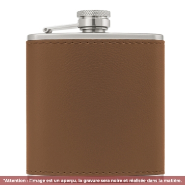 Flasque en cuir marron personnalisable avec votre logo