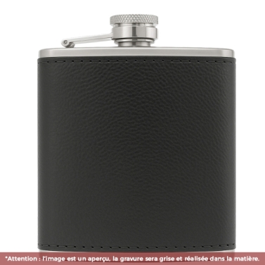Flasque en cuir noir personnalisée avec votre logo