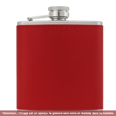 Flasque en cuir rouge à personnaliser avec votre logo