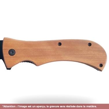 Couteau gravé personnalisé léopard en bois lame noir avec votre logo