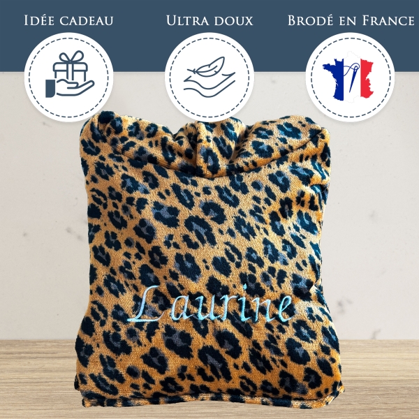 Couverture à capuche léopard personnalisée
