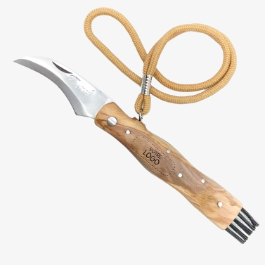Couteau champignon en bois gravé avec votre logo - couleur marron