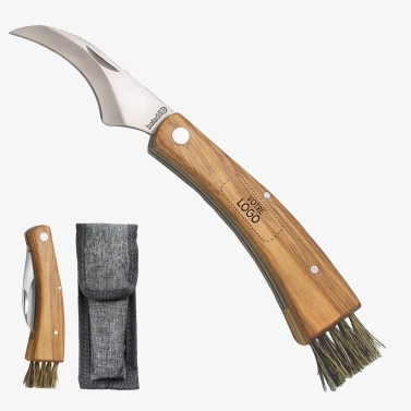 Couteau champignon avec manche en bois personnalisable avec votre logo