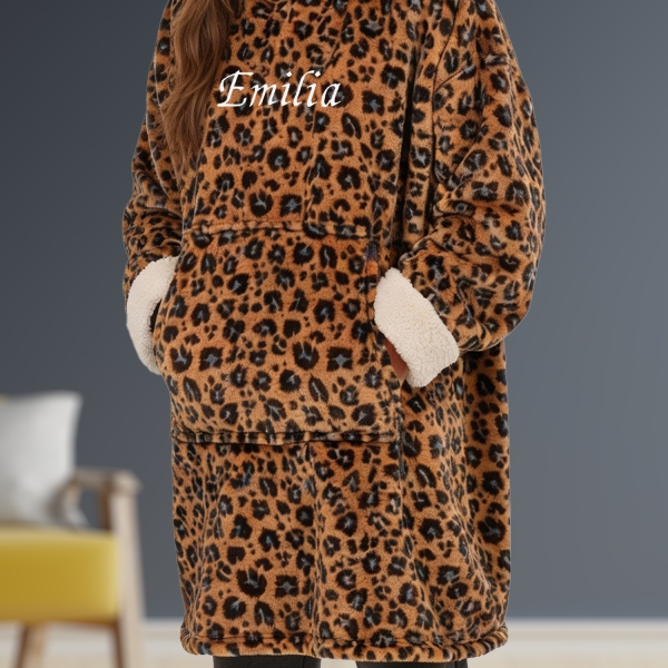 Couverture à capuche léopard personnalisée