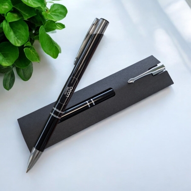 Stylo noir en acier inoxydable personnalisé avec votre logo