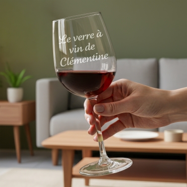 Verre à vin personnalisé - Texte gravé