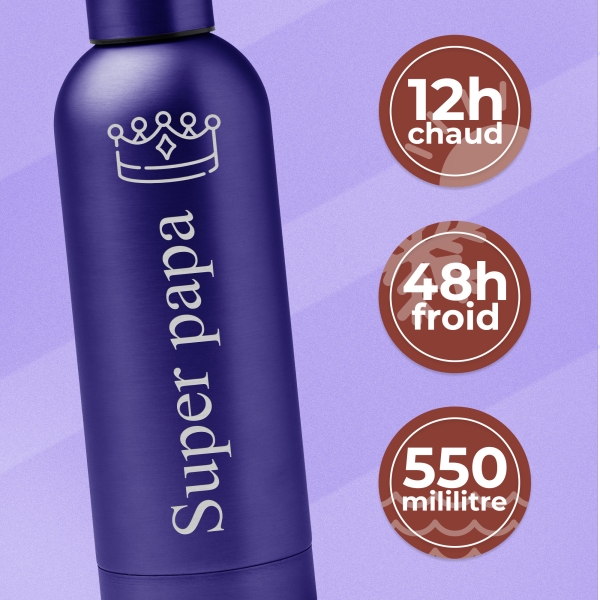 Gourde isotherme personnalisable bleue