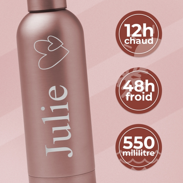 Gourde isotherme personnalisable rose