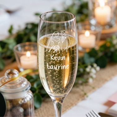 Verre personnalisé avec prénom Champagne - "Mariage"