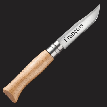 Couteau gravé personnalisé Opinel n°8 inox - Style n°1