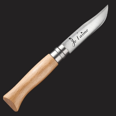 Couteau gravé personnalisé Opinel n°8 inox - Style n°4