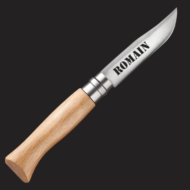 Couteau gravé personnalisé Opinel n°8 inox - Style n°7