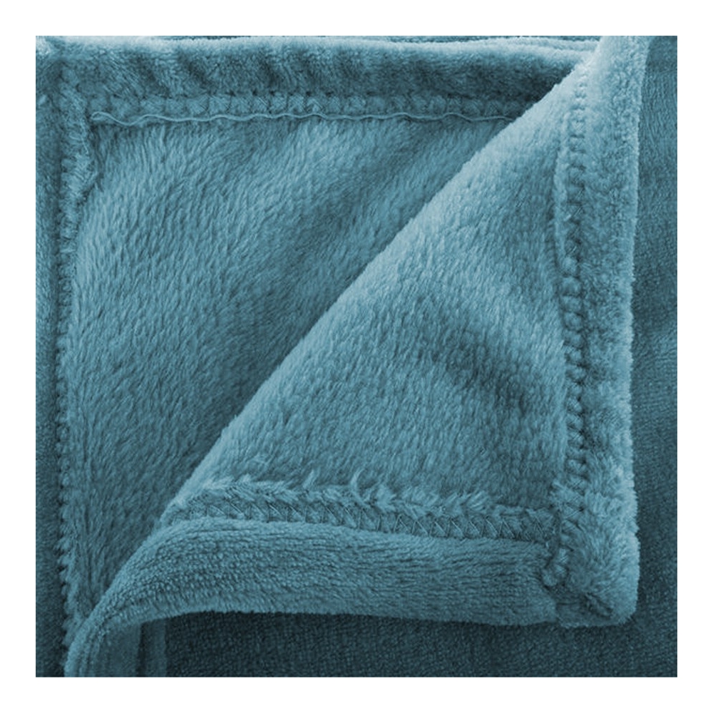 Plaid microfibre Bleu Orage 125x150 brodé