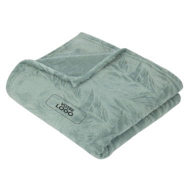 Plaid microfibre Bleu Vert pâle 125x150 personnalisé avec votre logo