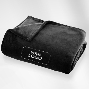 Plaid microfibre Noir 125x150 personnalisé avec votre logo