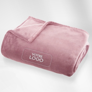 Plaid microfibre Rose 125x150 personnalisé avec votre logo
