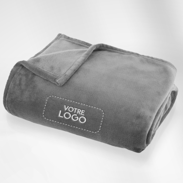 Plaid microfibre Gris 125x150 personnalisé avec votre logo