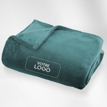 Plaid microfibre Bleu Orage 125x150 brodé avec votre logo