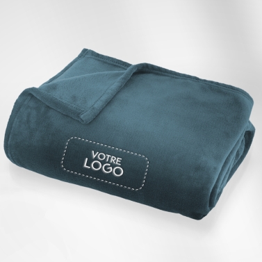Plaid microfibre Bleu Nuit 125x150 brodé avec votre logo
