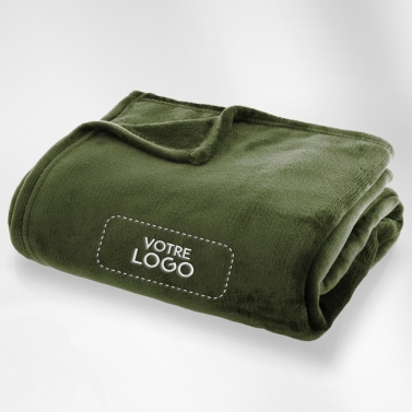 Plaid microfibre Vert Kaki 125x150 brodé avec votre logo