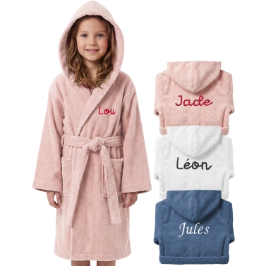 Peignoir de bain rose enfant