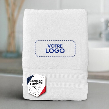 Serviette Blanche luxe personnalisée avec votre logo - 550gr/m²
