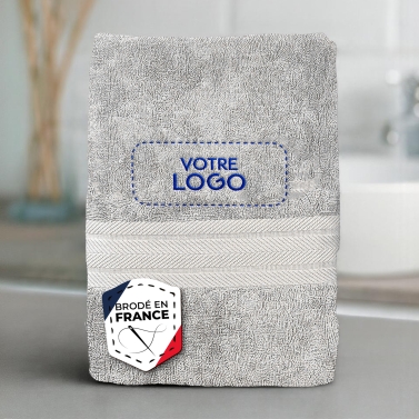 Serviette Gris perle luxe personnalisée avec votre logo - 550gr/m²