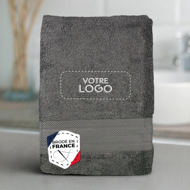Serviette Anthracite luxe personnalisée avec votre logo - 550gr/m²