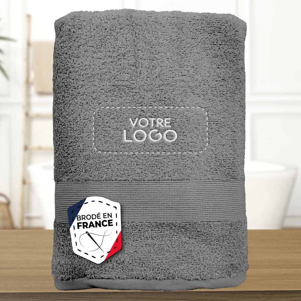 Serviette de bain Gris Foncé personnalisée avec votre logo - 450gr/m²