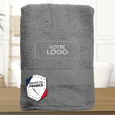 Serviette de bain Gris Foncé personnalisée avec votre logo - 450gr/m²