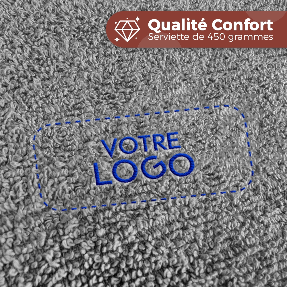Serviette de bain Gris Foncé personnalisée avec votre logo - 450gr/m²