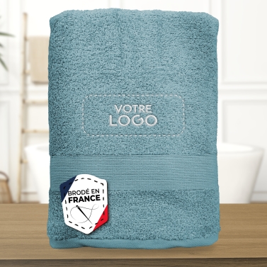 Serviette de bain Bleu Orage personnalisée avec votre logo - 450gr/m²